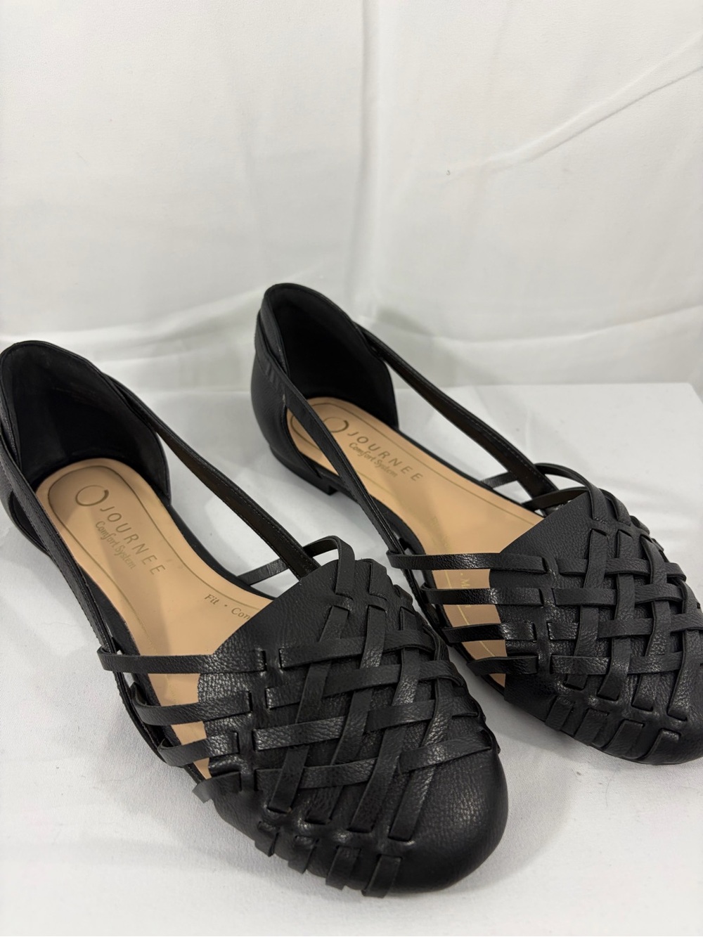 Journee Collection Women's Black Woven D'Orsay Flats
